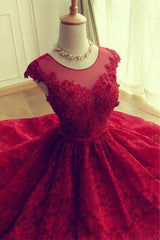 Prom Dresses For Curvy Figure, Short homecoming Dress, Lace Dress, Red Sexy Party Dress