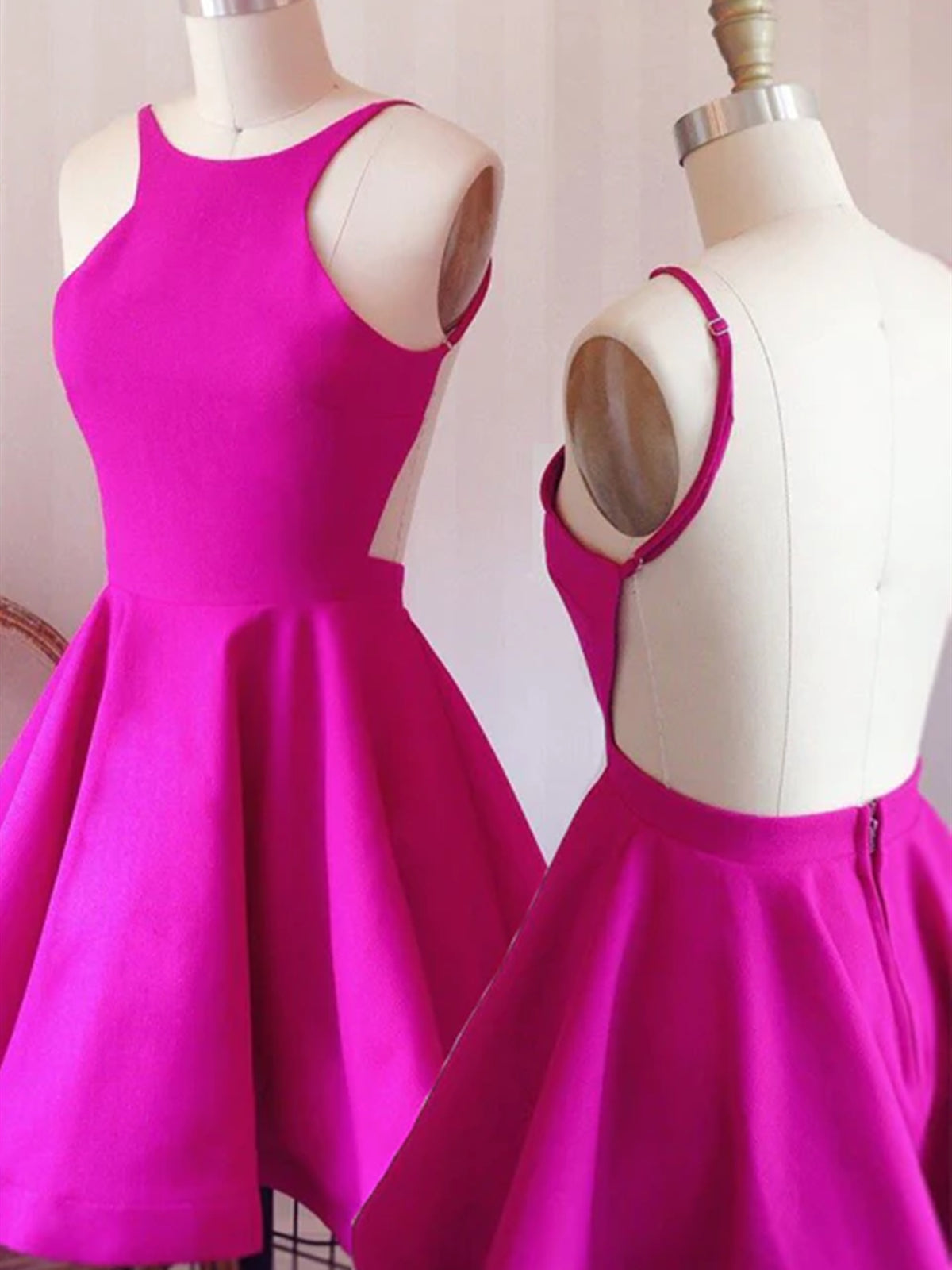Party Dress With Glitter, Short Hot Pink Prom Dresses, Short Hot Pink Formal Homecoming Dresses