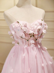 Party Dresses And Tops, Short Pink Floral Prom Dresses, Short Pink Floral Formal Homecoming Dresses