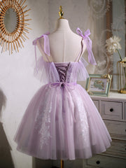 Party Dress Lace, Short Purple Lace Prom Dresses, Short Purple Lace Formal Homecoming Dresses