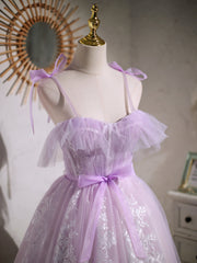 Party Dresses Lace, Short Purple Lace Prom Dresses, Short Purple Lace Formal Homecoming Dresses