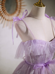 Party Dress Winter, Short Purple Lace Prom Dresses, Short Purple Lace Formal Homecoming Dresses