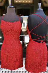 Prom Dress Type, Short Red Lace Prom Homecoming Dress,gala dresses short,mini prom dresses