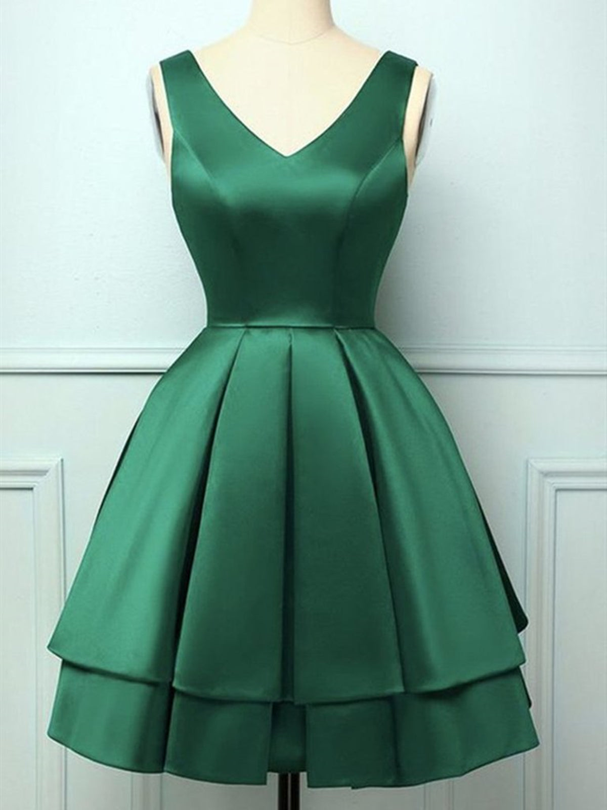 Formal Dresses Classy, Short V Neck Dark Green Prom Dresses, Short V Neck Dark Green Formal Homecoming Dresses