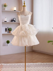 Bridesmaids Dresses Red, Short White Tulle Prom Dress, Short White Tulle Formal Homecoming Dresses