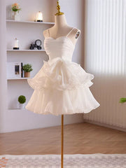 Wedding, Short White Tulle Prom Dress, Short White Tulle Formal Homecoming Dresses