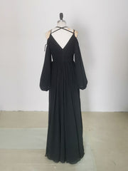 Party Dress Name, Simple A line  Black Long Prom Dress, Black Evening Graduation Dresses