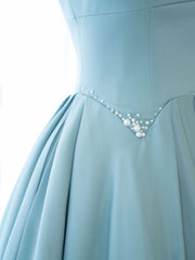 Bridesmaid Dresses Mismatched Colors, Simple A Line Satin Long Prom Dress, Blue Long Bridesmaid Dress