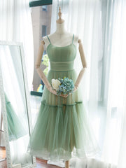 Formal Dress Long Gowns, Simple Aline Tulle Green Short Prom Dress, Tulle Green Homecoming Dress