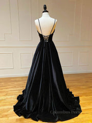 Prom Dresses Sites, Simple Black velvet long prom dress, black evening dress