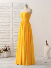 Formal Dress Idea, Simple Chiffon Yellow Long Prom Dress Simple Bridesmaid Dress