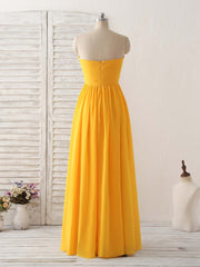 Formal Dress Wedding, Simple Chiffon Yellow Long Prom Dress Simple Bridesmaid Dress