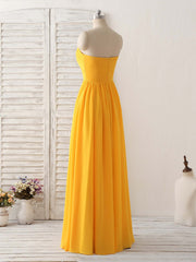 Formal Dresses Wedding, Simple Chiffon Yellow Long Prom Dress Simple Bridesmaid Dress