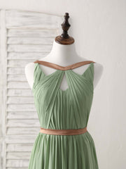 Night Out Outfit, Simple Green Chiffon Long Prom Dress, Green Bridesmaid Dress