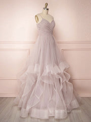 Prom Dress Type, Simple Lotus root starch tulle long prom dress, tulle evening dress