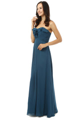 Mermaid Dress, Simple Navy Blue Chiffon Sweetheart Floor Length Bridesmaid Dresses
