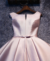 Plu Size Prom Dress, Simple Pink A Line Satin Short Prom Dress, Pink Homecoming Dress