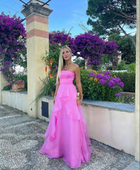 Formal Dresses With Sleeves, simple pink prom dress,modest evening dresses