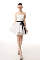 Party Dresses Black And Gold, Simple Pleated White Homecoming Dresses