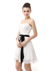 Party Dress Boots, Simple Pleated White Homecoming Dresses