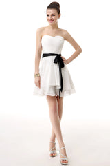 Prom Dress Inspiration, Simple Pleated White Homecoming Dresses
