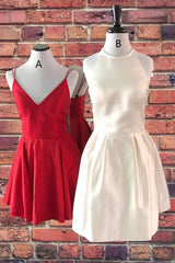 Prom Dresses Casual, Simple Short Red Homecoming Dresses,Cocktail Dresses Classy