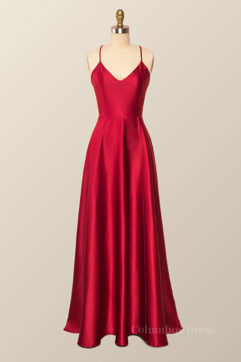 Formal Dress Shop Near Me, Simple Straps Red Long Party Dress