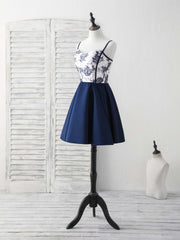 Party Dress Dress Code, Simple Sweetheart Dark Blue Short Prom Dress Blue Homecoming Dress