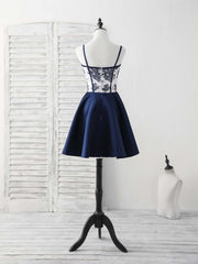 Party Dress Long, Simple Sweetheart Dark Blue Short Prom Dress Blue Homecoming Dress