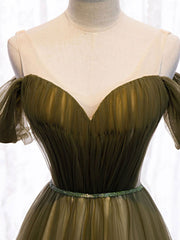 Prom Dress2035, Simple sweetheart tulle green long prom dress, green evening dress