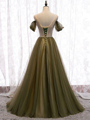 Prom Dressed 2035, Simple sweetheart tulle green long prom dress, green evening dress