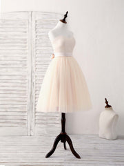 Mother Of The Bride Dress, Simple Sweetheart Tulle Short Prom Dress Champagne Bridesmaid Dress