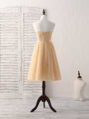 Party Dresses Design, Simple Tulle Champagne Short Prom Dress Tulle Bridesmaid Dress