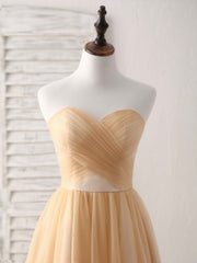 Party Dresses Designs, Simple Tulle Champagne Short Prom Dress Tulle Bridesmaid Dress