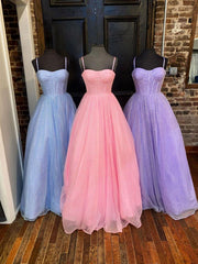 Prom Dresses Store, Simple tulle sequin long prom dress, tulle formal dress