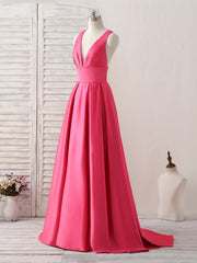 Formal Dresses Outfit Ideas, Simple V Neck Long Prom Dress Backless Evening Dress