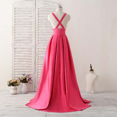 Formal Dress Attire, Simple V Neck Long Prom Dress Backless Evening Dress