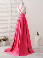 Formal Dress Store, Simple V Neck Long Prom Dress Backless Evening Dress