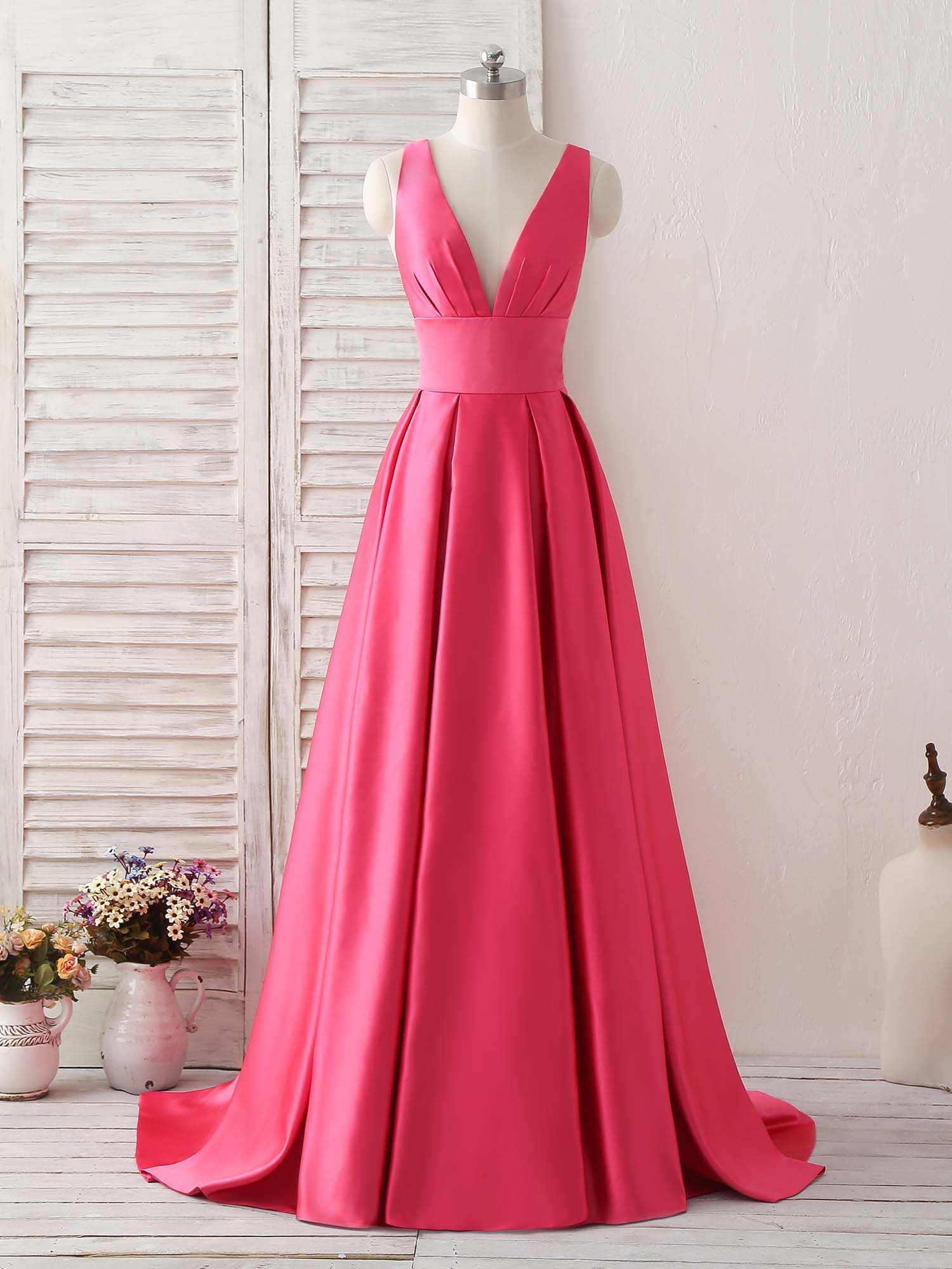 Formal Dress Outfit Ideas, Simple V Neck Long Prom Dress Backless Evening Dress