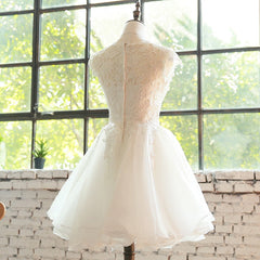 Evening Dresses Petite, Simple White Cute Lace Short Graduation Dress, Lovely Party Dresses