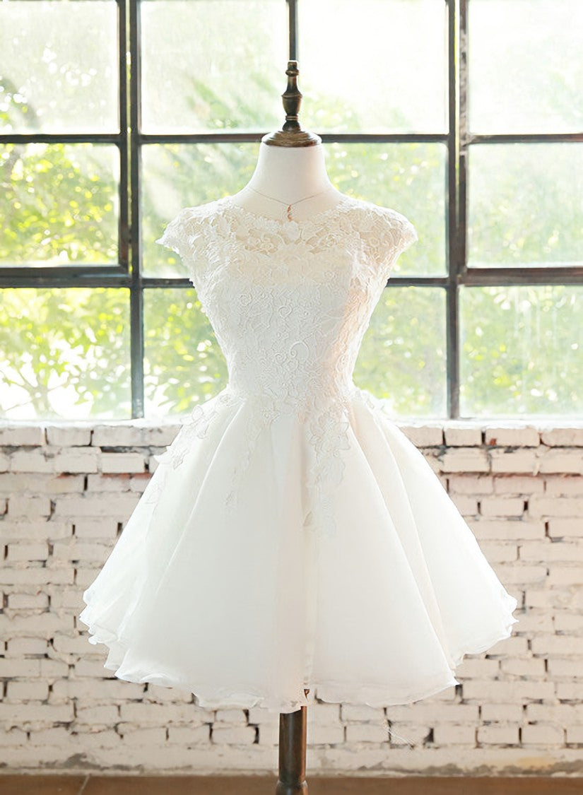 Evening Dresses Elegant Classy, Simple White Cute Lace Short Graduation Dress, Lovely Party Dresses