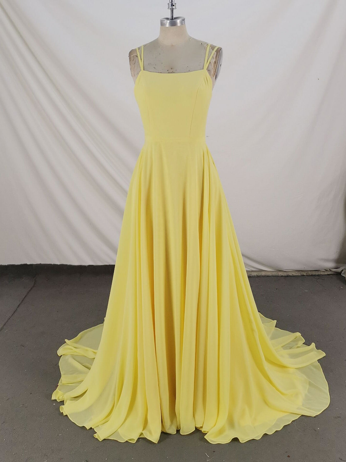 Homecoming Dresses Baby Blue, Simple Yellow Chiffon Long Prom Dress Yellow Evening Dress