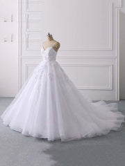Wedding Dresses Design, Spaghetti Straps Lace Tulle Ruffles Wedding Dresses