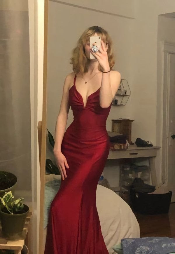 Short Formal Dress, Spaghetti Straps Mermaid Long Prom Dress,Unique Formal Dresses