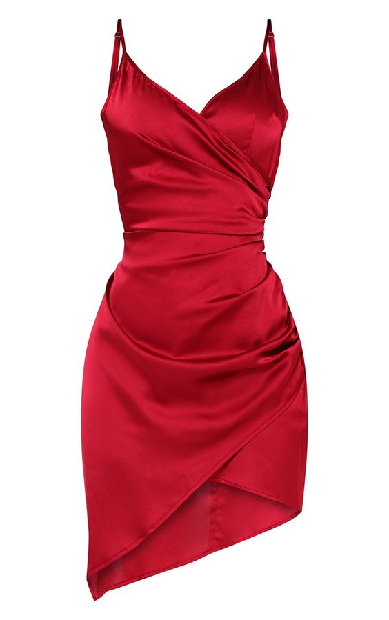 Prom Dress Red, Spaghetti Straps Satin Short Homecoming Dress