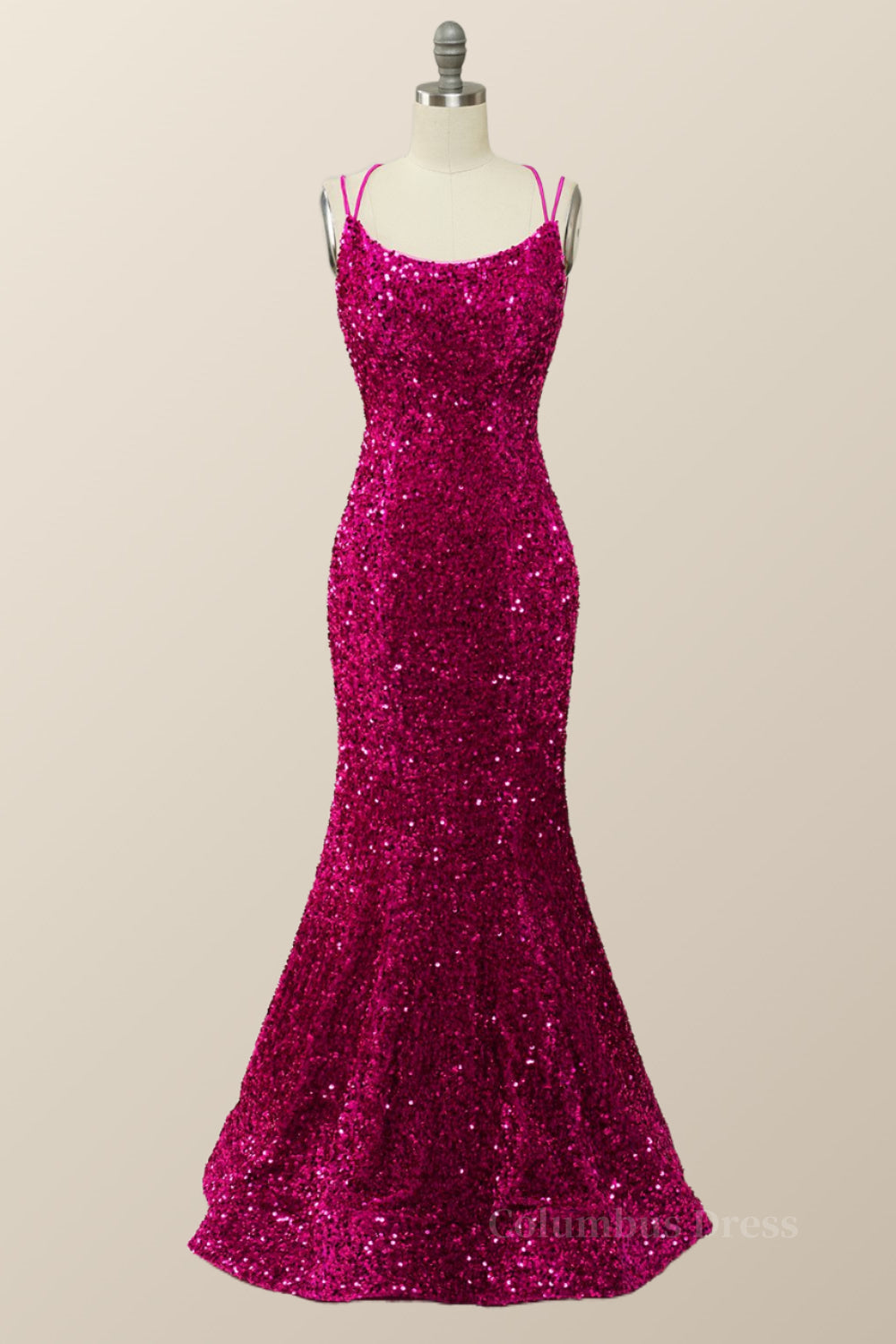 Party Dresses Design, Sparkle Fuchsia Sequin Mermaid Long Formal Dress