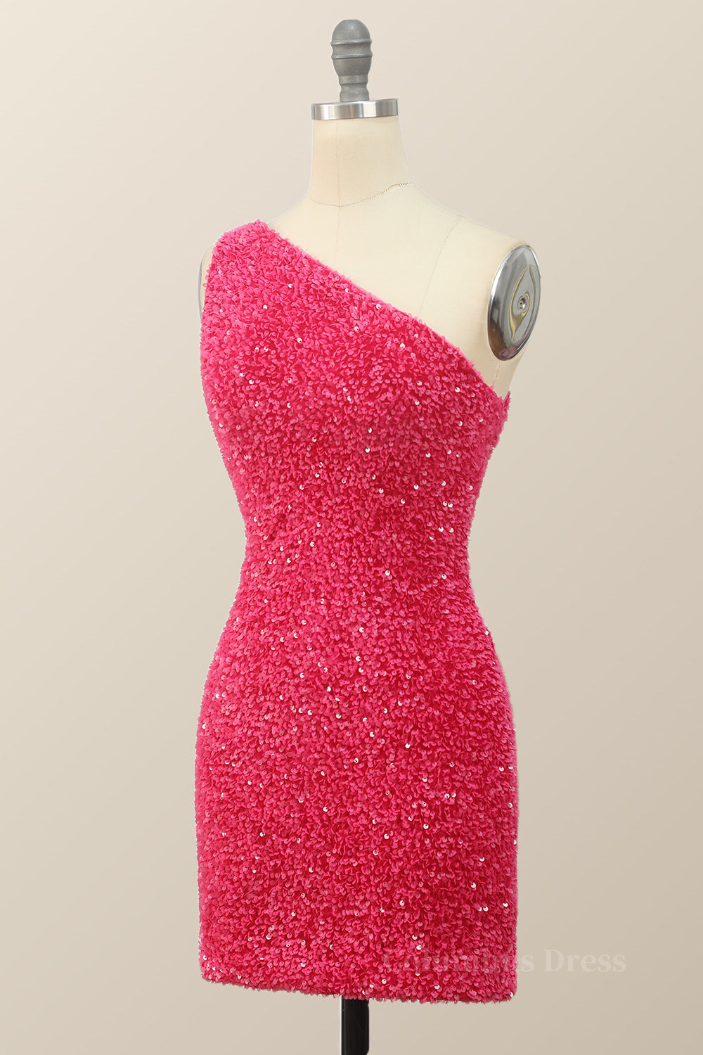 Homecoming Dress Boutiques, Sparkle One Shoulder Hot Pink Sequin Party Dress