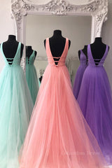 Bridesmaid Dresses Styles, Sparkly A Line V Neck and V Back Prom Dresses with Thin Belt, Formal Graduation Evening Dresses