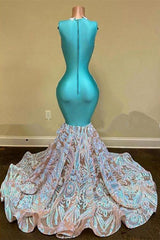 Prom Dresses Modest, Sparkly Mermaid Glitter Floral Lace Floor-Length Prom Dress