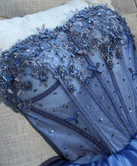 Formal Dresses Long Blue, Charming Blue Lace Tule A Lin Short Prom Dress, Homecoming Dress